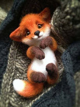 Load image into Gallery viewer, Wool Felt Poke Handmade DIY Material Kit Wool Needle Non Finished Cat Fox Raccoon Animal Brooch Plush Doll Women Bag Pendant