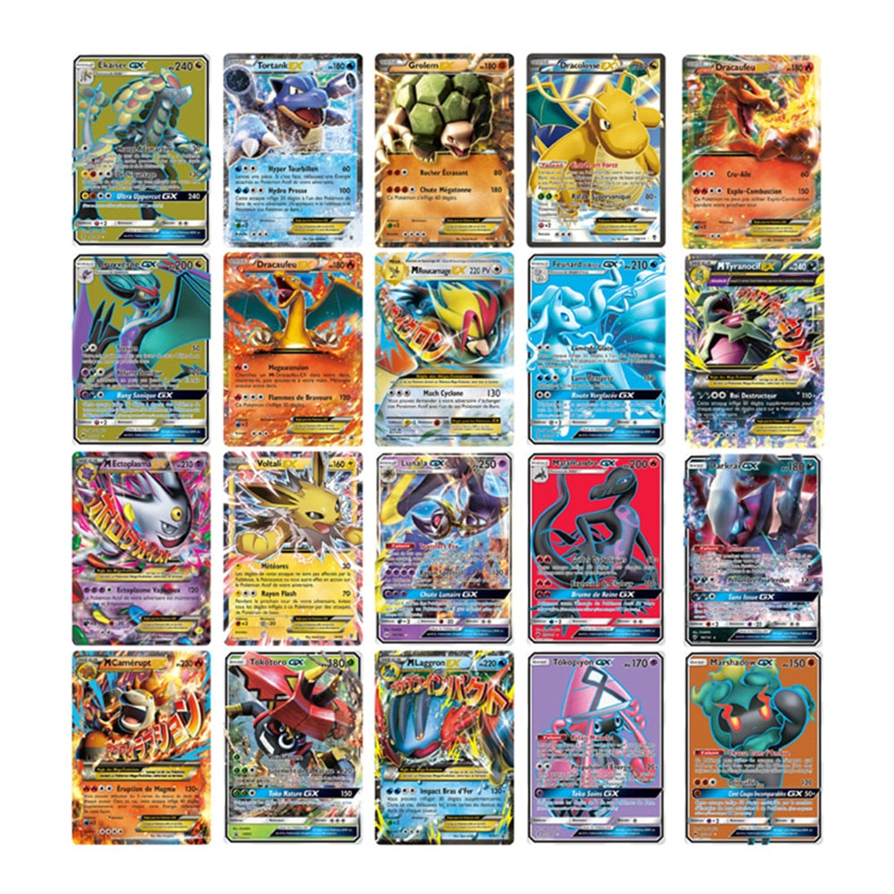 100 Pcs French Version Pokemoning GX Card Shining TAKARA TOMY Cards Game Battle Carte Trading Children Toy